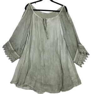 Aquavita Resort Beach Sheer Boho Crochet Lace Cold Shoulder Keyhole Coverup OS